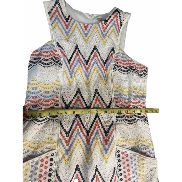 Hutch Anthropologie Multicolor Eyelet Lace Embroidered Shift Dress Flare 10P - Picture 4 of 6